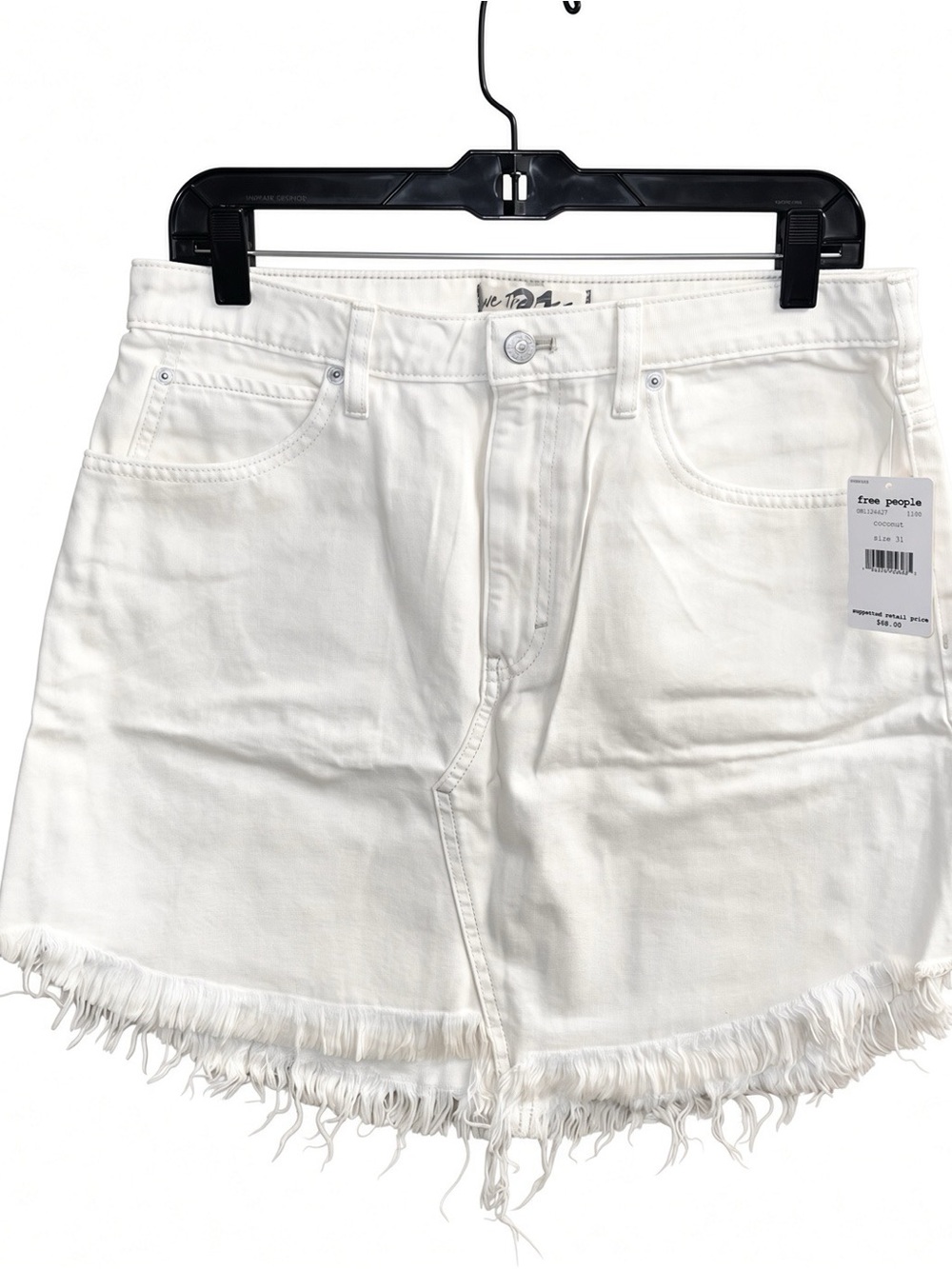 We The Free - Free People White Frayed Hem Denim mini skirt Size 31 NWT